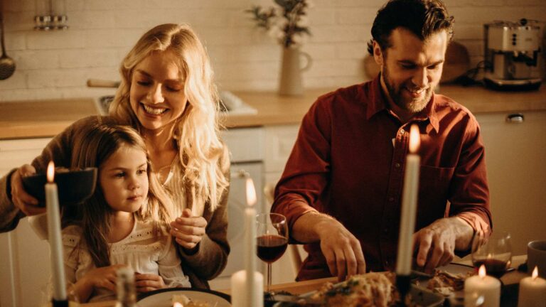 Family Having a sensory-friendly Thanksgiving Dinner